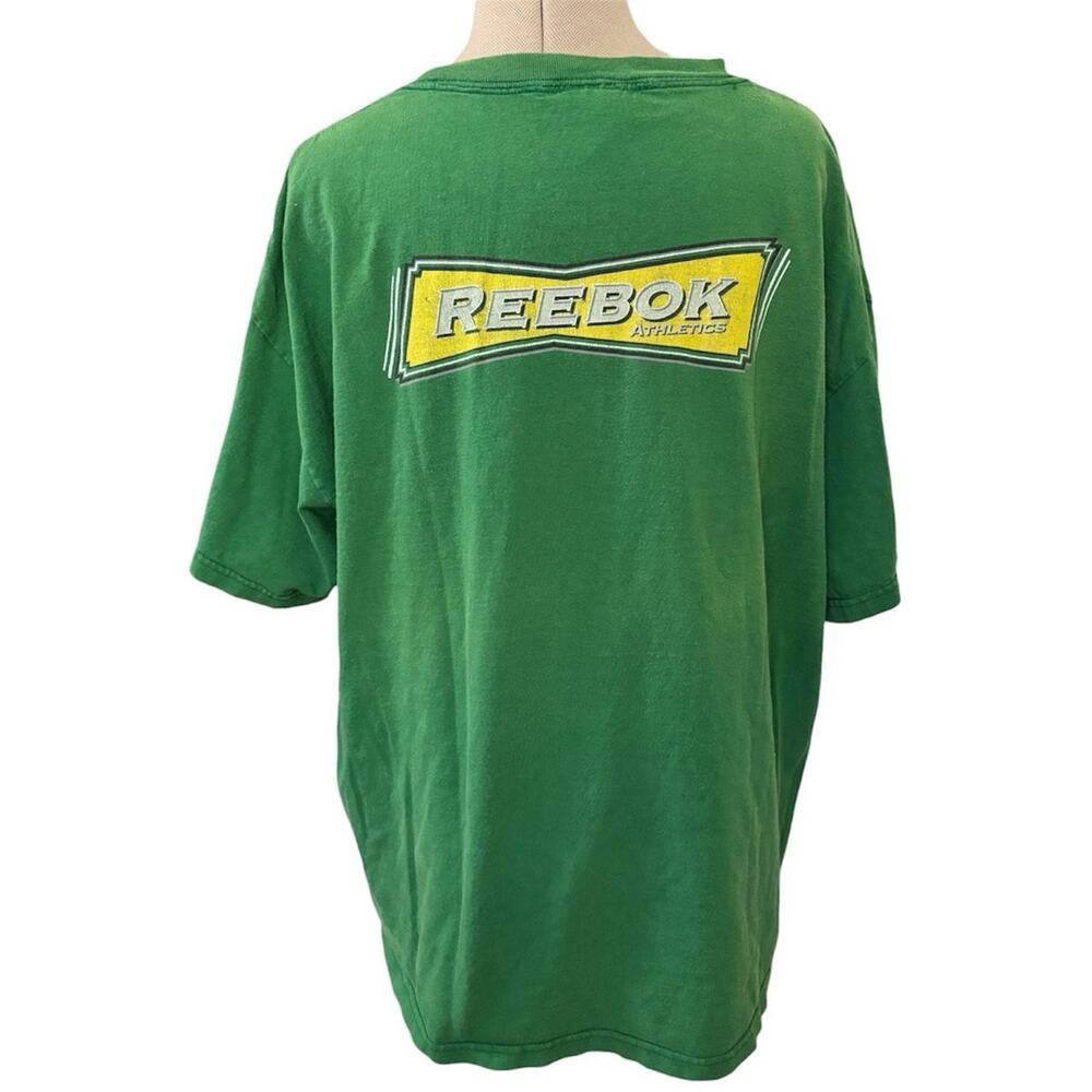 90s/ Y2K Reebok Athletic Green T-Shirt with Yellow Logo, size L